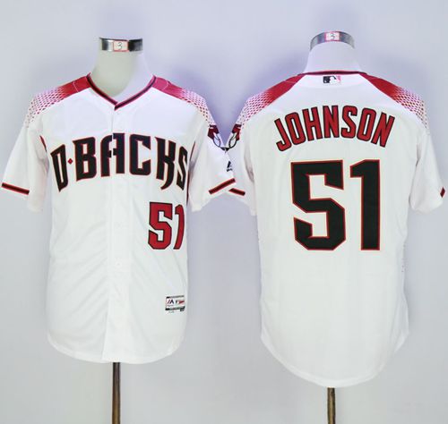 Diamondbacks #51 Randy Johnson White/Brick New Cool Base Stitched MLB Jersey - Click Image to Close